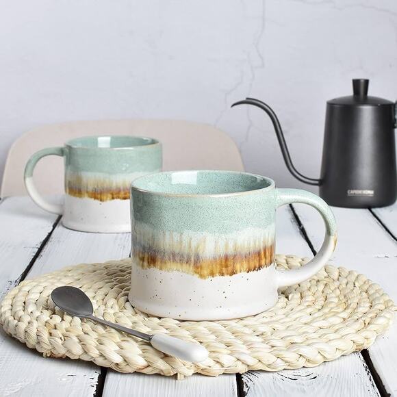 Bosmarlin Medium Ceramic Coffee Mug Set of 2, 15 oz, - Picture 1 of 6